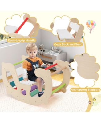 2-in-1 Montessori Rocking Horse and Climbing Arch Toy for Toddlers and Kids