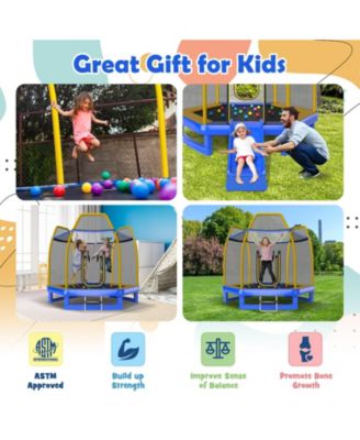 Trampoline with Ladder and Slide for Indoor and Outdoor