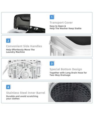 13 lbs Portable Mini Twin Tub Spinner Semi-Automatic Washing Machine