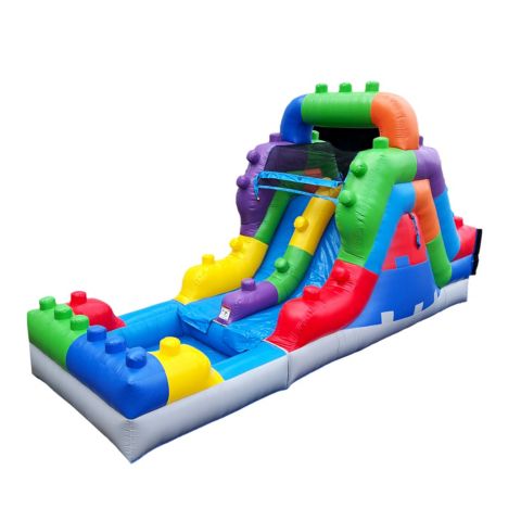Детская игрушка HERO Kiddo 12FT Block Party Dual Lane Backload Inflatable Water Slide with Attached Pool & Air Blower