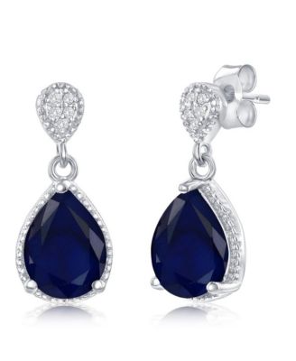 Sterling Silver, Gemstone Pearshaped Drop Earrings