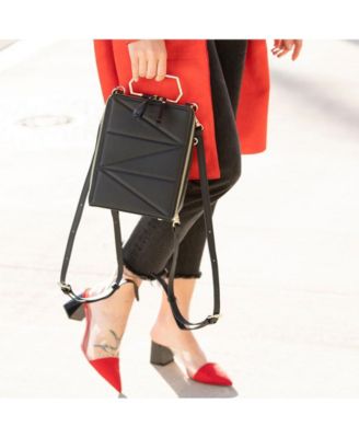 Black Leather Backpack Purse for Women Convertible Crossbody Bag, Classic Top Handle Handbag Stylish Quite Luxury Everyday Bag