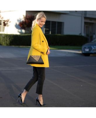 Black Leather Clutch Bag Leopard Unique Evening Purse Women's Handbag