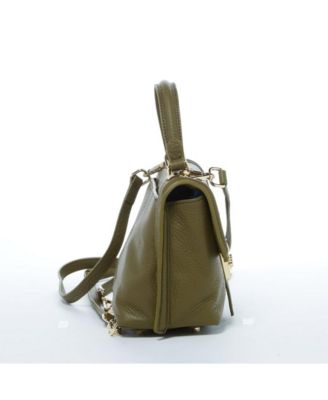Leather Backpack Purse for Women Convertible Crossbody Bag for Travel Olive Green Handbag