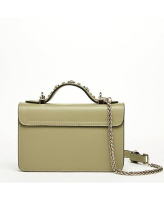 Women s Leather Crossbody Bag Designer Shoulder Purse with Top Handle Statement Handbag with Embellished for Date Night Bag