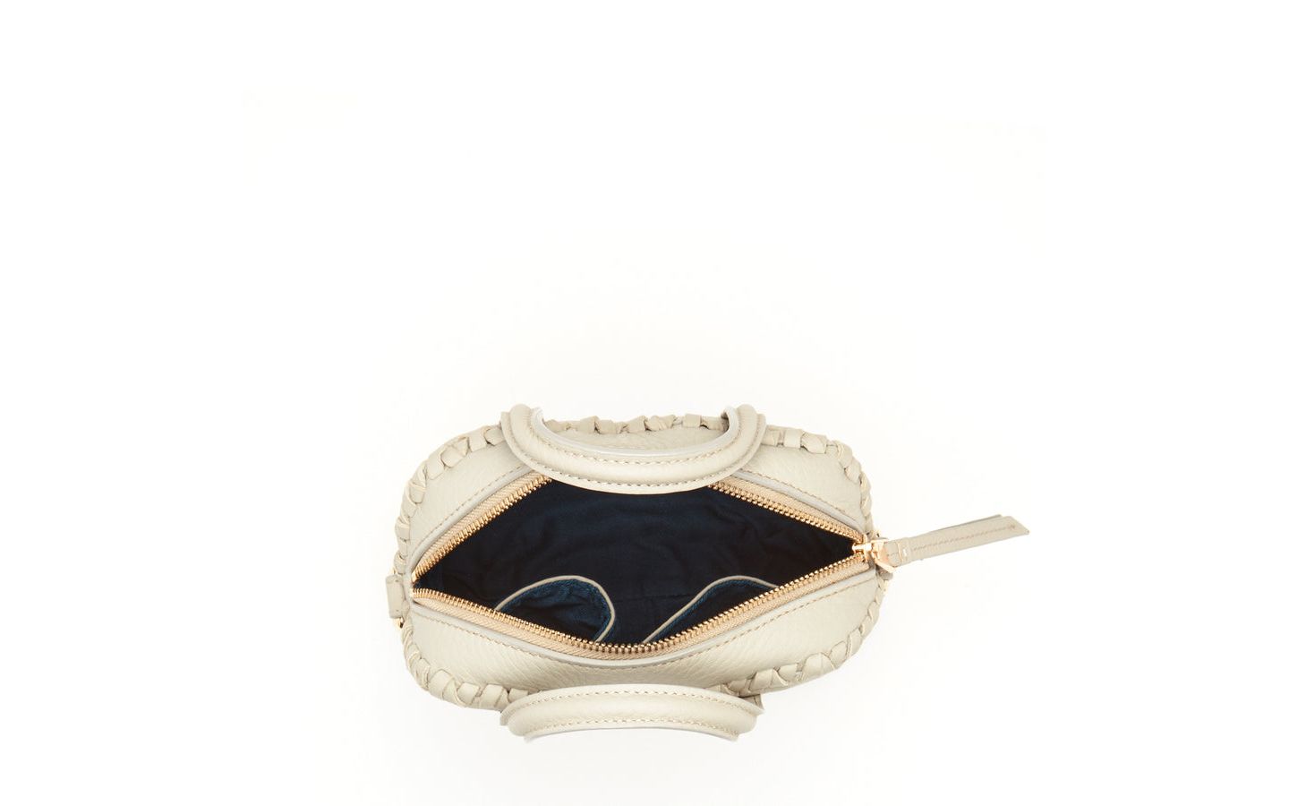 Женская сумка SUSU The Evelyn Gray Leather Crossbody, цвет: Серо-бежевый / Бежевый — фото 4