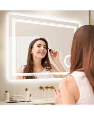 23.6 x 31.5 In Led Backlit Light Bathroom Wall Mounted Vanity Mirror 3X Magnifier