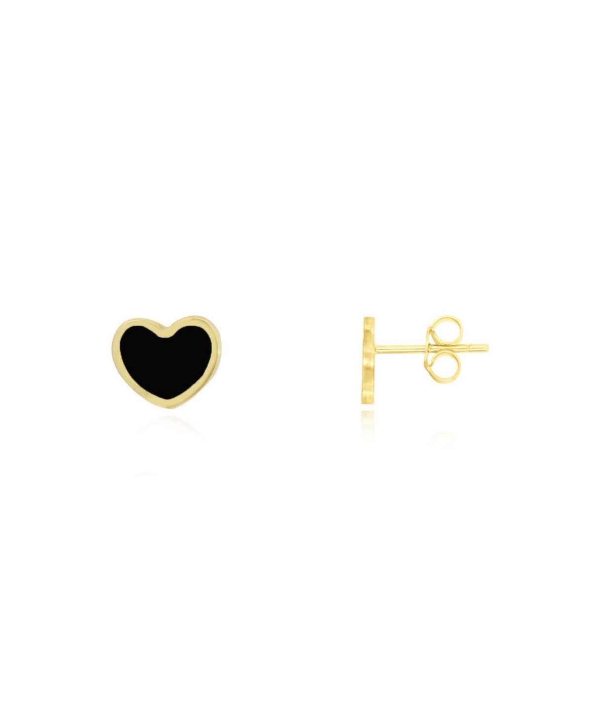 Mini Onyx Heart Stud Earrings 14K Gold - Onyx