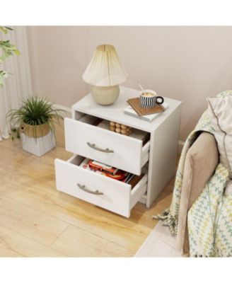 2-Drawer Nightstand with Storage for Bedroom or Living Room, Compact Side Table