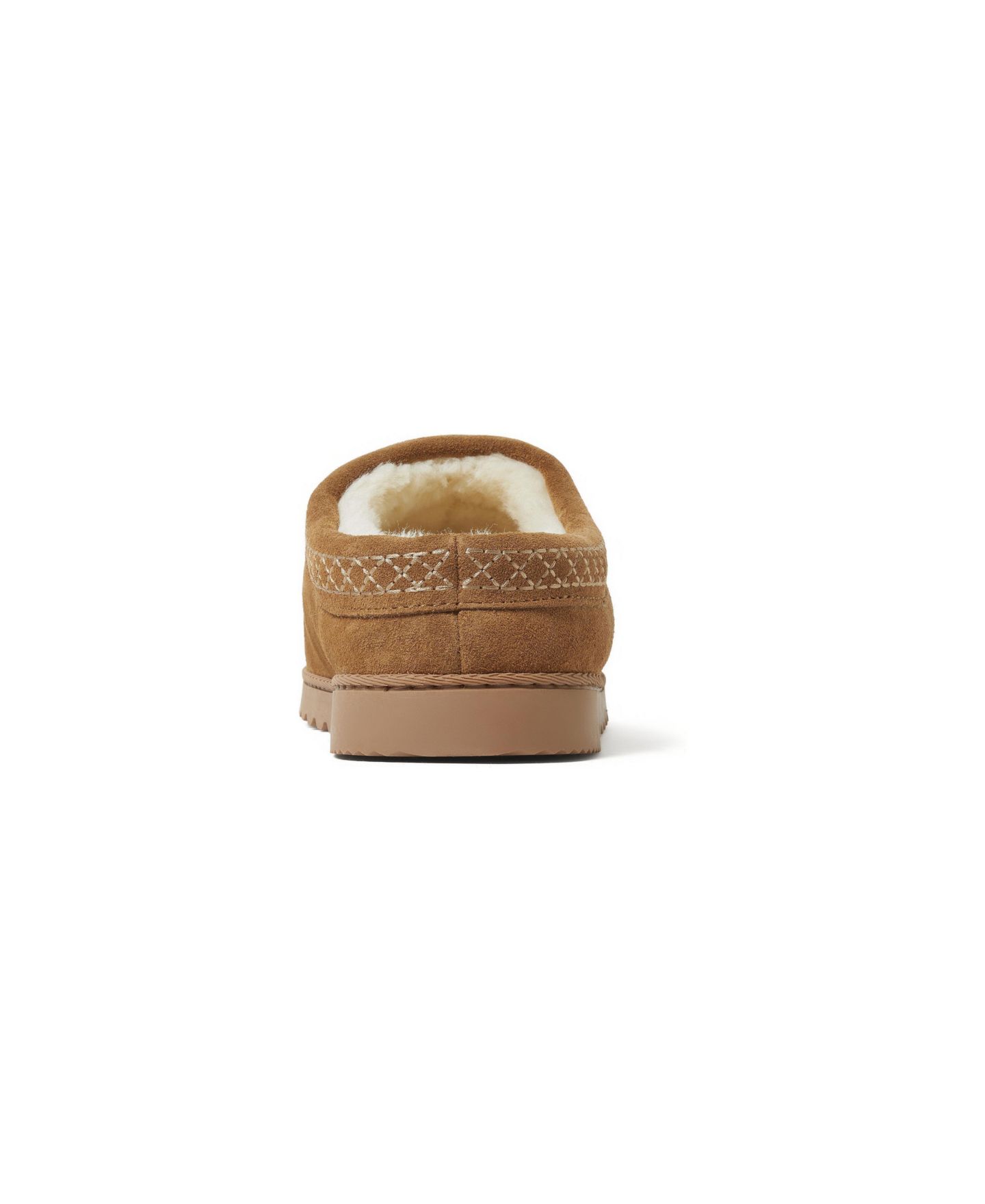 Мужские тапочки Dearfoams Dean Genuine Suede Clog Slipper with Embroidery, цвет: Каштановый — фото 2