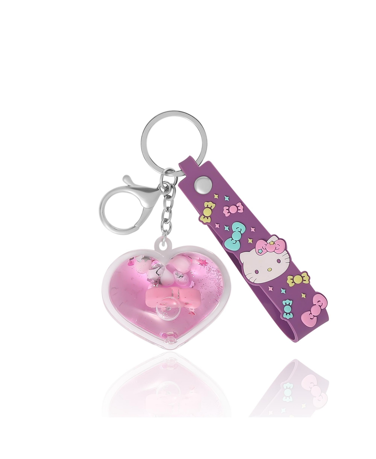 Heart Liquid Keychain with Wrist Strap - Travel Gifts - Purple