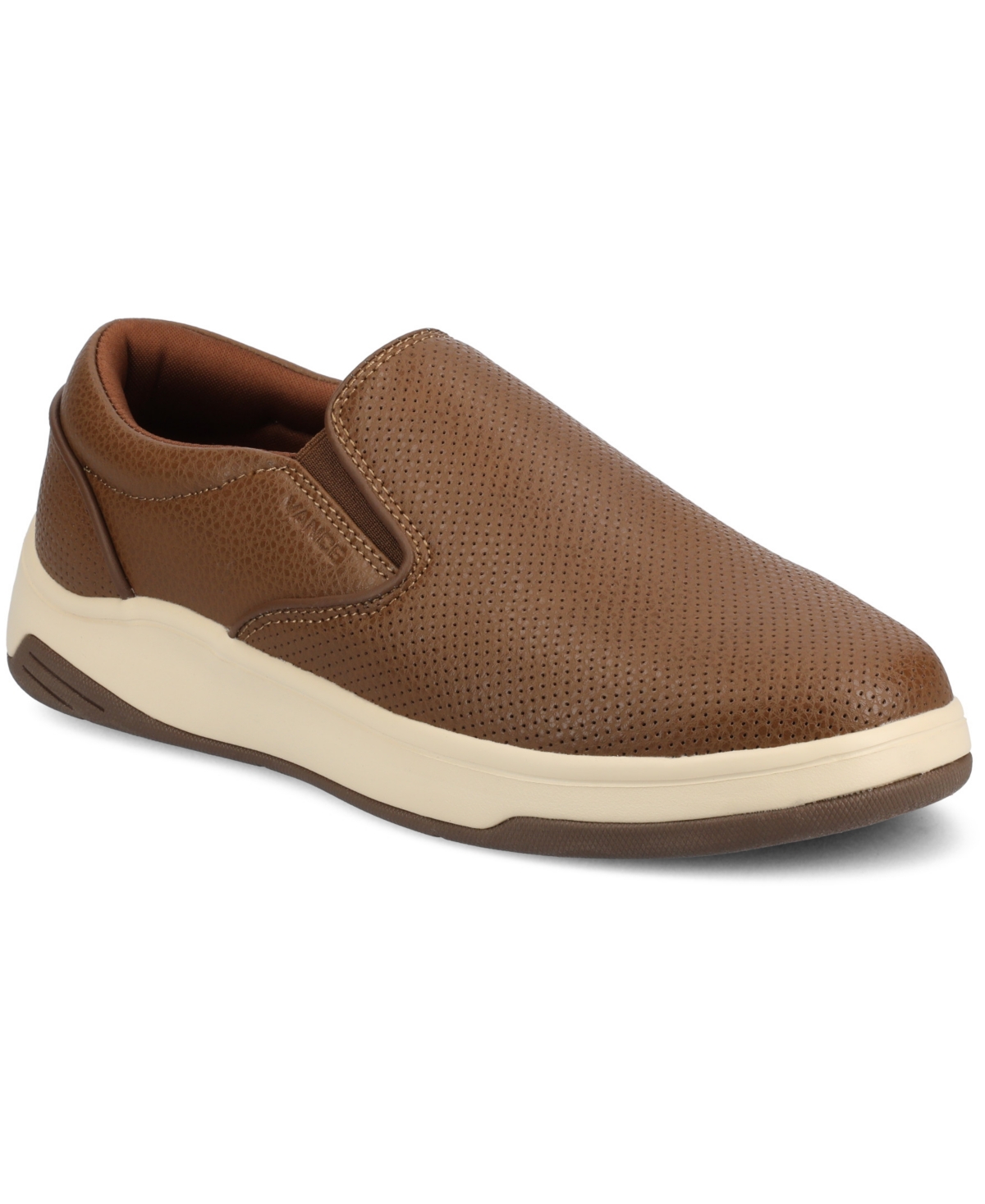 Vance Co. Men's Townes Comfort Perforated Flexible Slip-on Sneaker In Brown