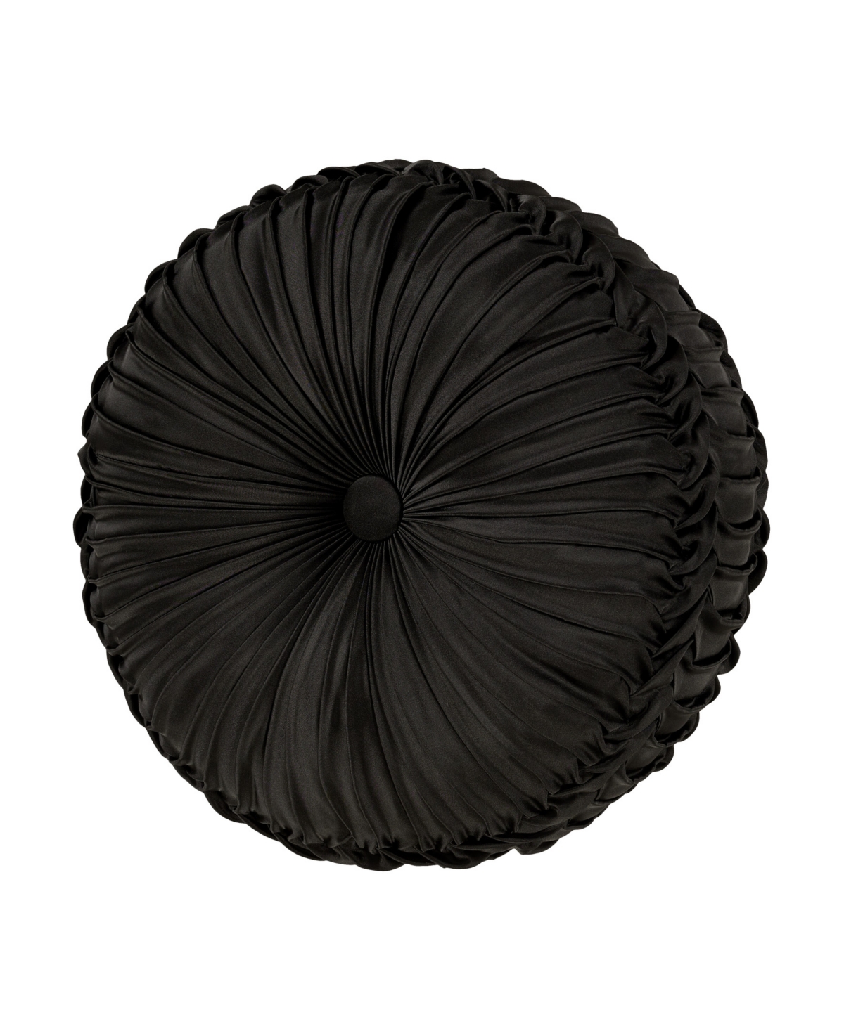 J Queen New York La Boheme Tufted Decorative Pillow, 15" Round In Onyx
