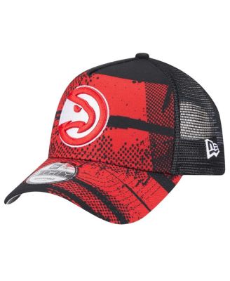 Men's Black/Red Atlanta Hawks Tip Off A-Frame Trucker 9FORTY Adjustable Hat