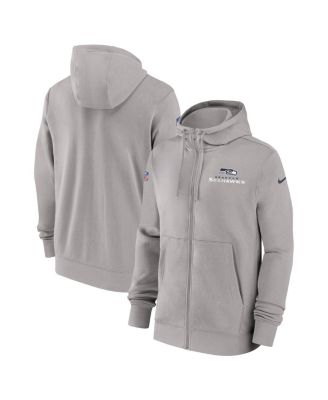 Nike - Men's Gray Seattle Seahawks 2023/24 Sideline Club Full-Zip Hoodie