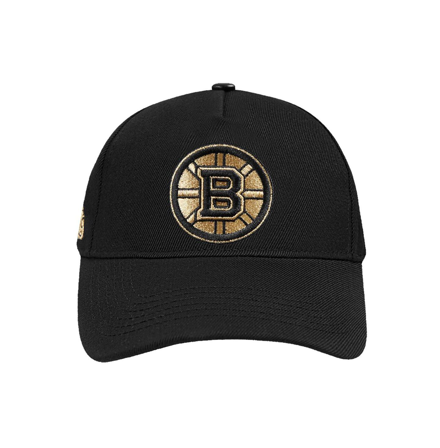 Мужская кепка Pro Standard Black Boston Bruins Metallic Logo Pinch Front Adjustable Hat — фото 5