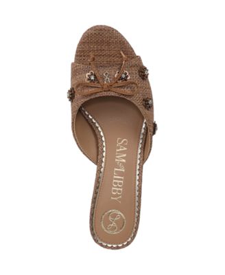 Women's Ollie Fleur Flower Kitten Heel Slide Dress Sandals