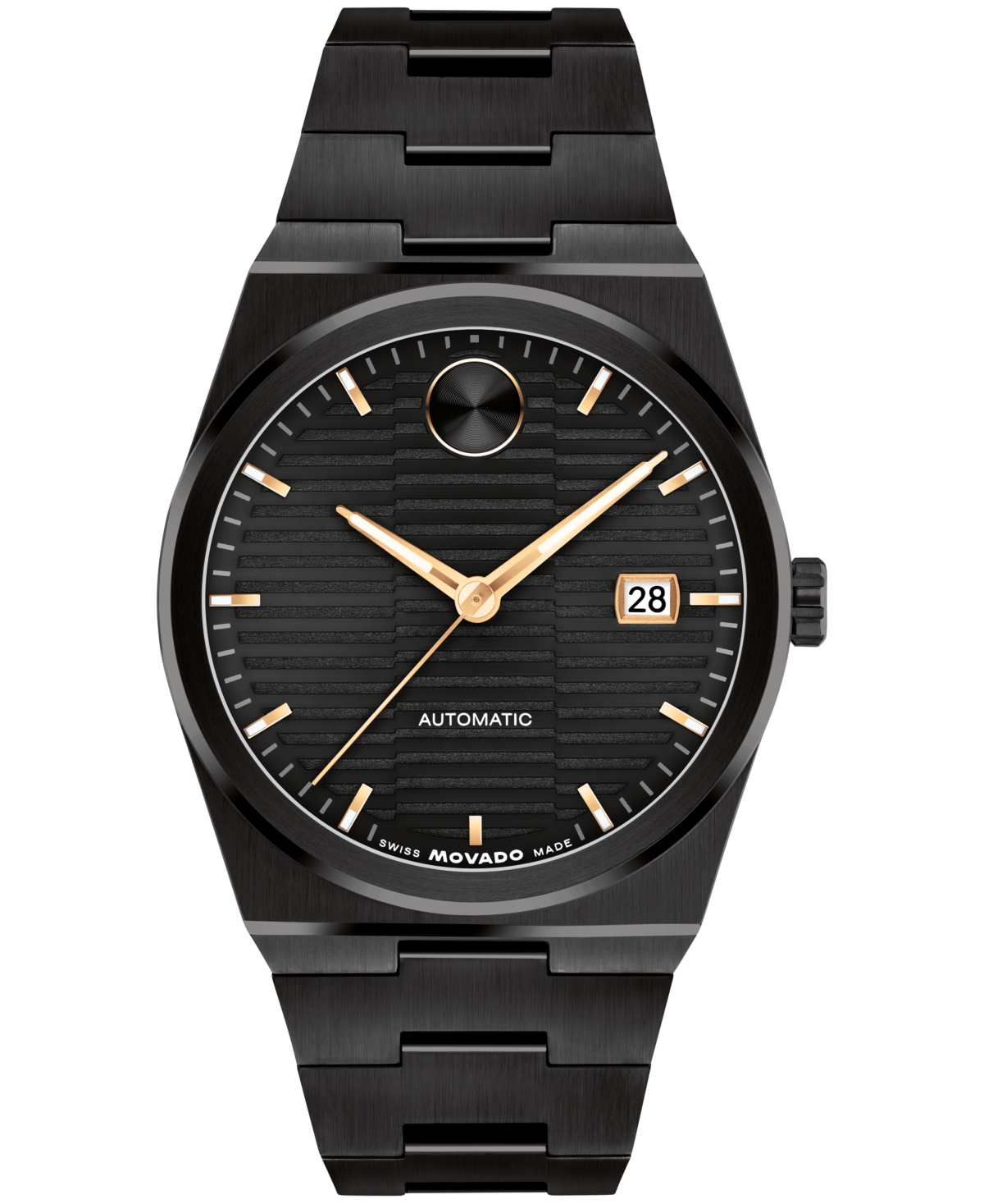 Movado Men's Bold Quest Swiss Automatic Ionic Plated Black Steel Watch, 39mm In Black
