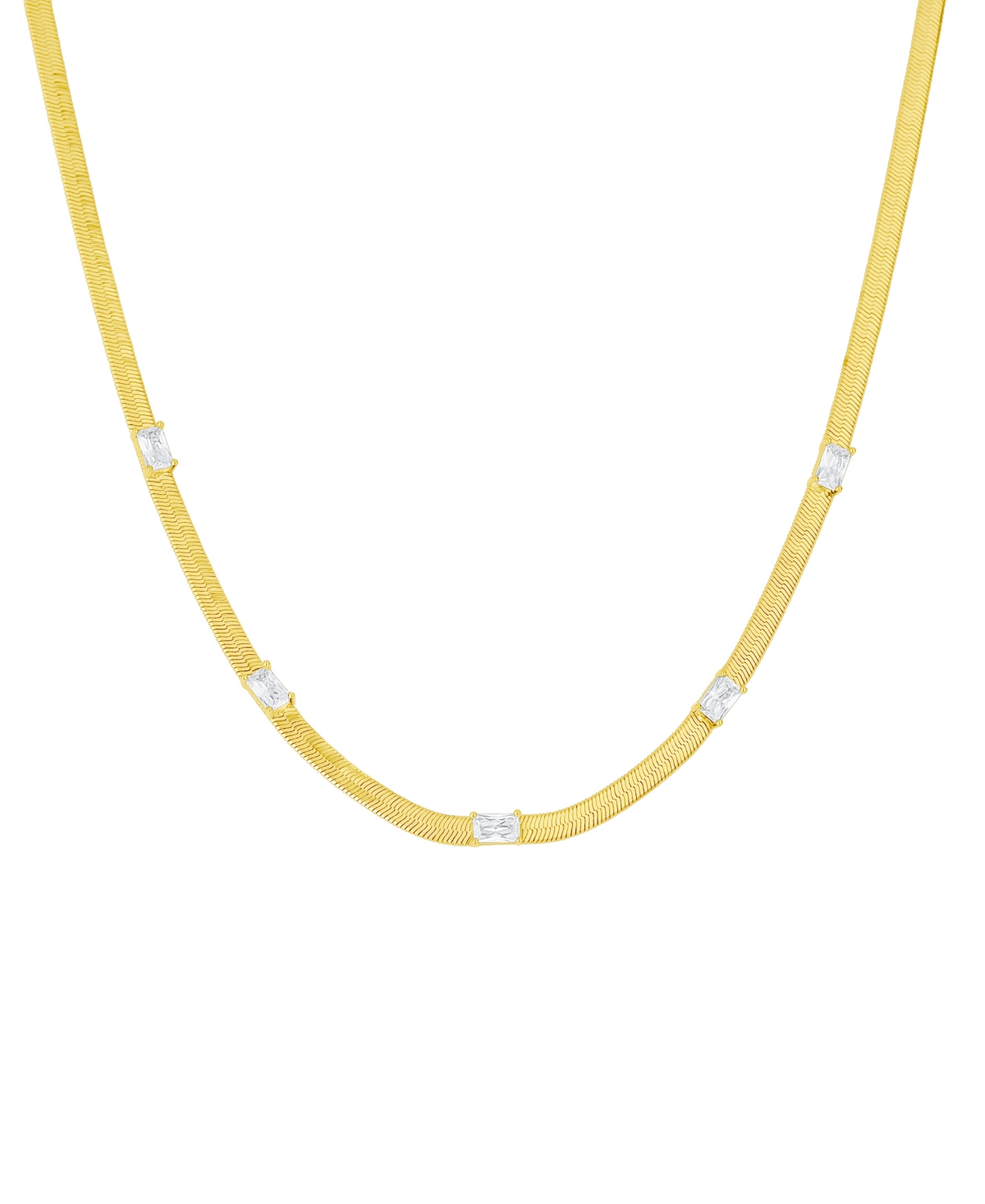 And Now This Cubic Zirconia Rectangular Stone Station Necklace In Gold