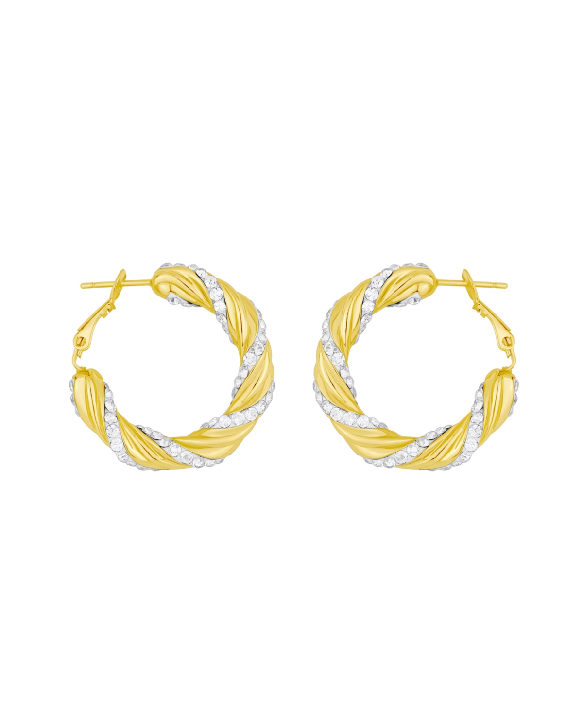 And Now This Clear Crystal Twist Hoop Earrings In Gold