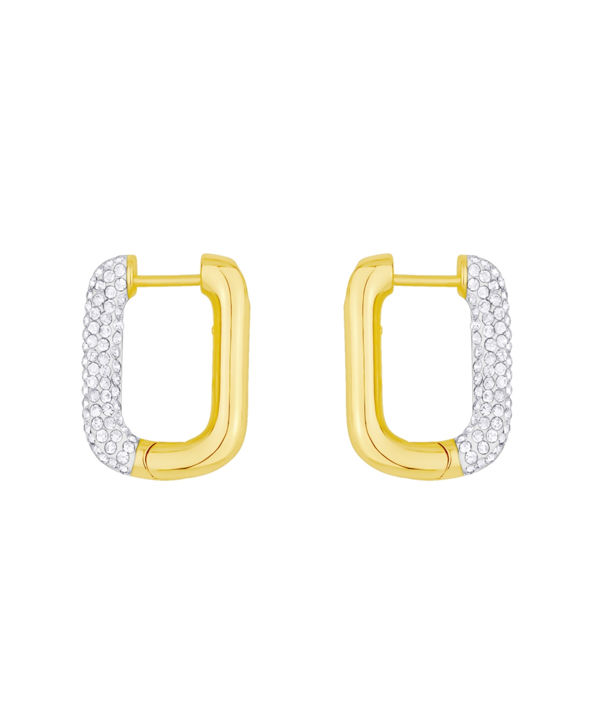 And Now This Clear Crystal Rectangular Shaped Hoop Earrings In Gold