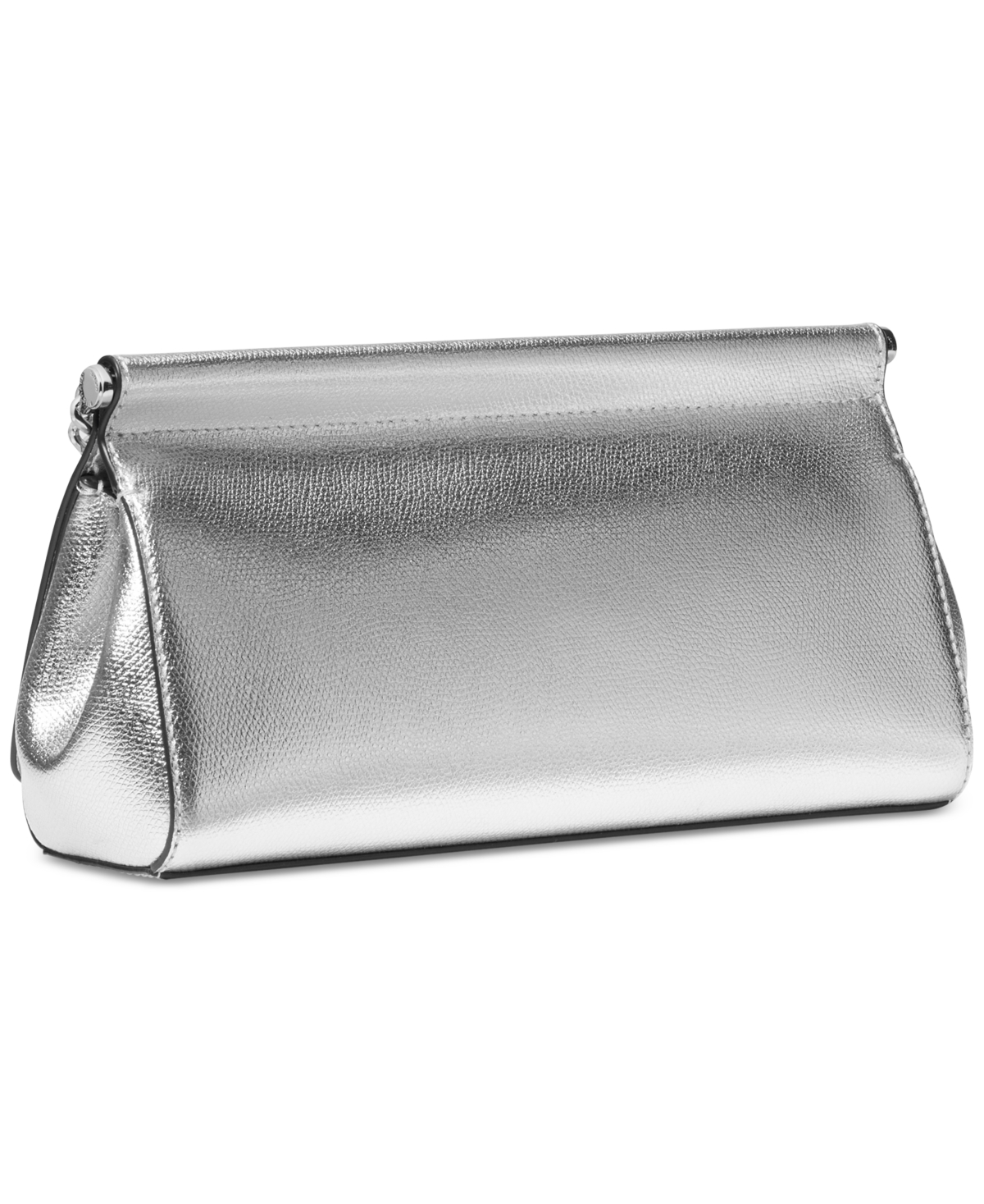 Shop Michael Kors Michael  Carmine Small Leather East West Clutch In Silver