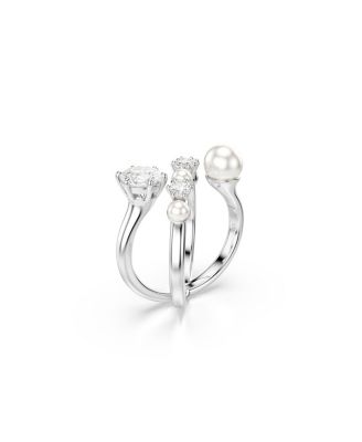 Crystal Cultivated Pearl Round Cut Statement Ring