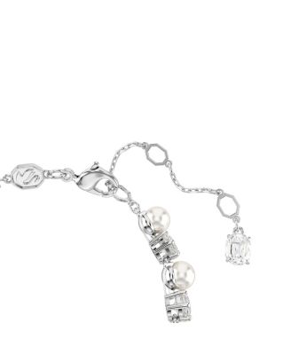 Crystal Cultivated Pearl Round Cut Tennis Bracelet
