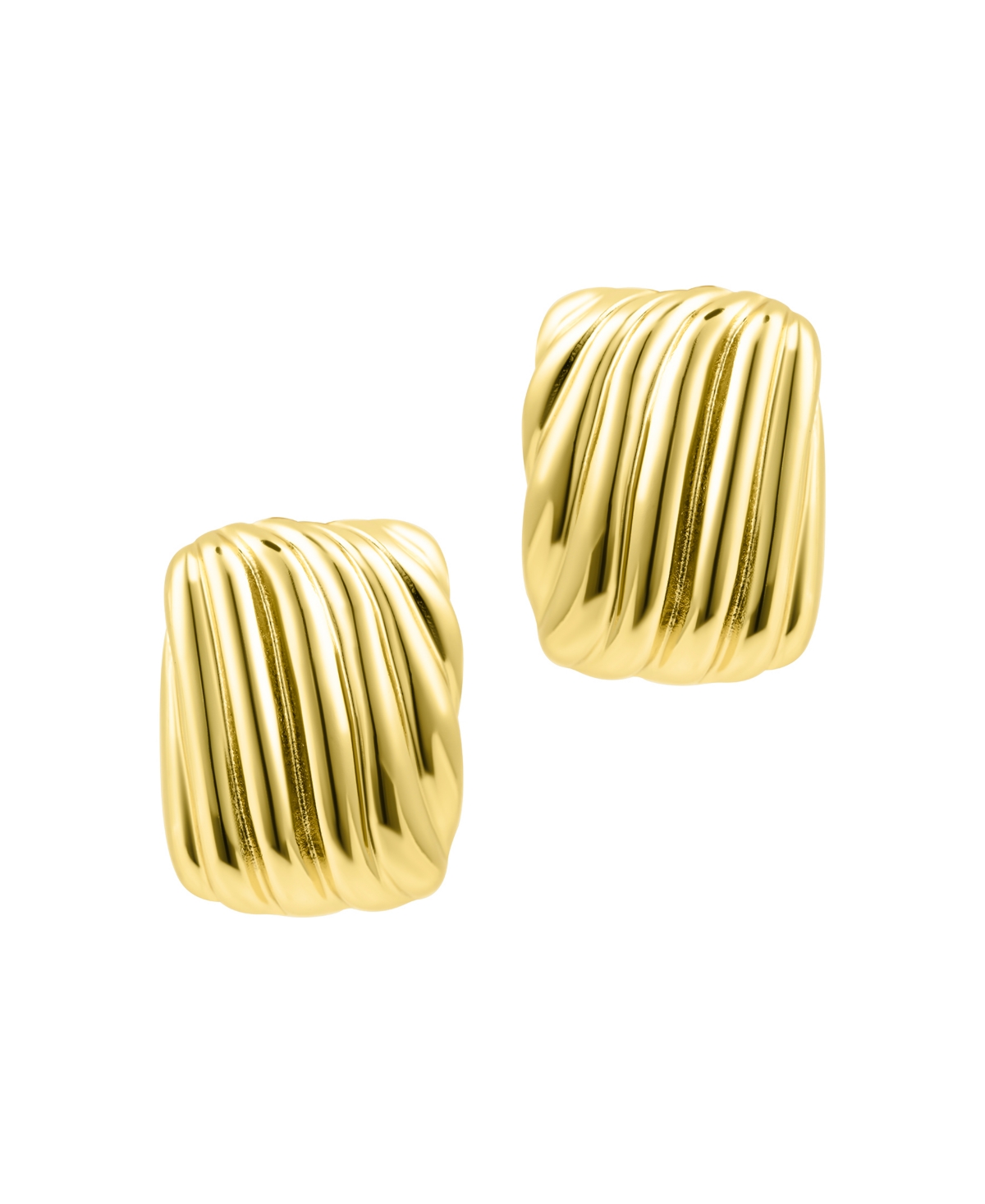 Gold Rectangle Wavy Earrings - Gold