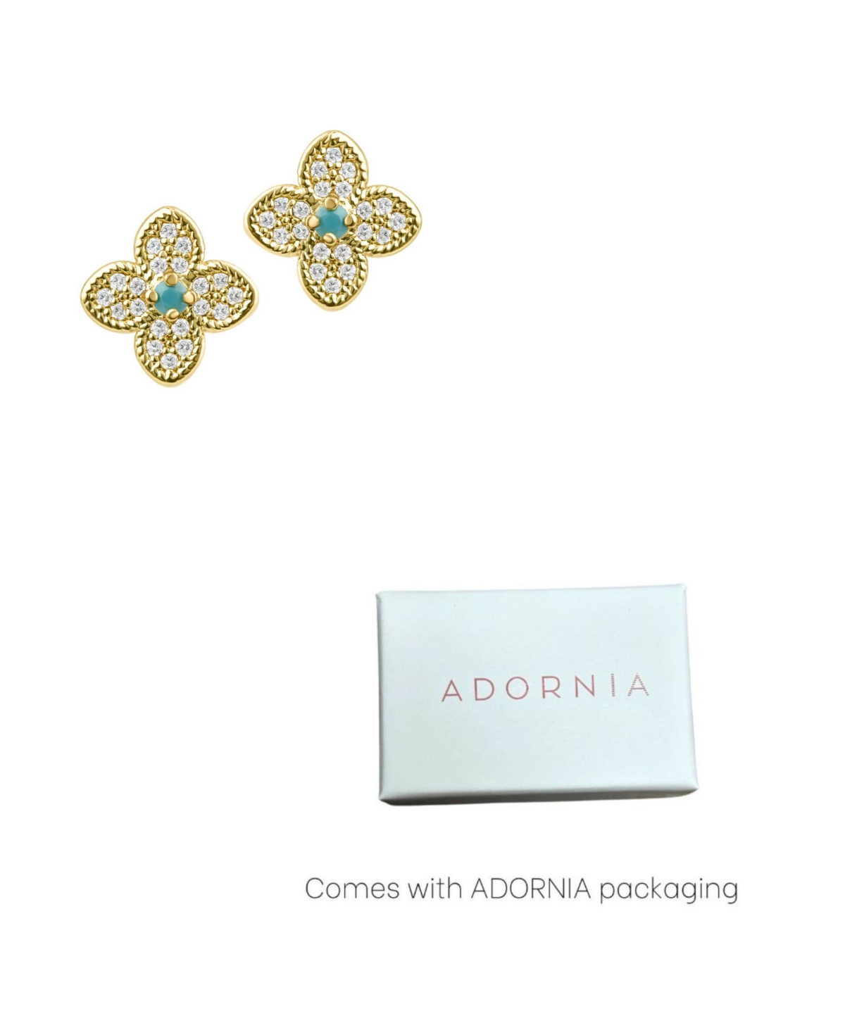 Adornia 14k Gold Plated Turquoise Flower Earrings In Gold,blue