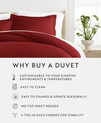 Double Brushed Solid Duvet Cover Set, Full/Queen