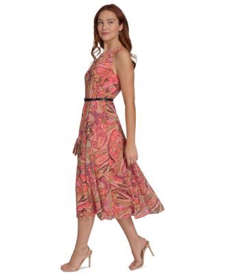 tommy hilfiger belted halter midi dress Petite Paisley-Print occasion 2026 08 fall 1