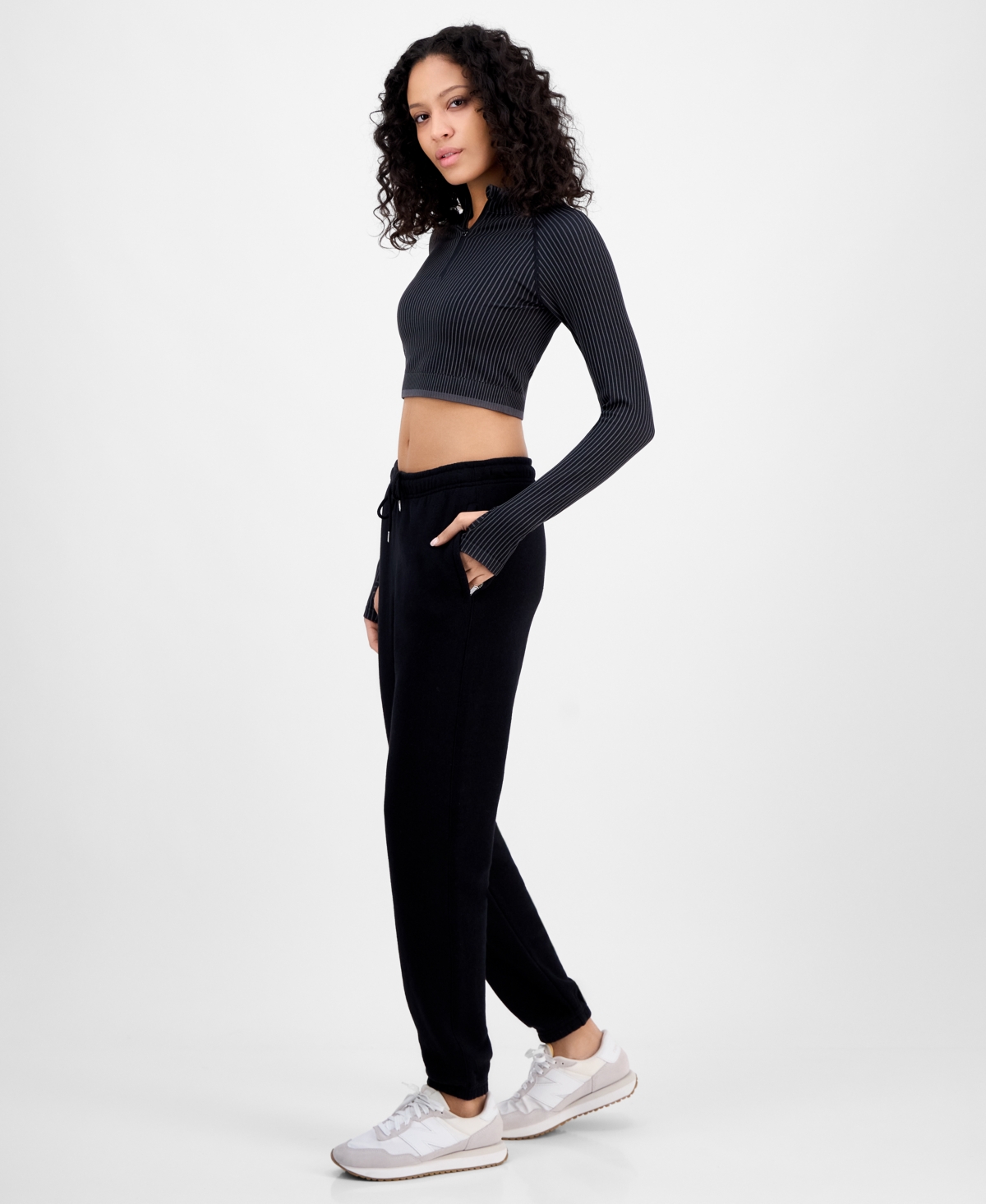 Id Ideology Women's Soft-touch Ankle Knit Joggers, Exclusively At Macy's In Deep Black