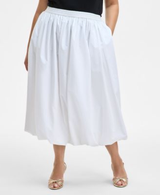 Trendy Plus Size Bubble-Hem Midi Skirt, Exclusively at Macy's