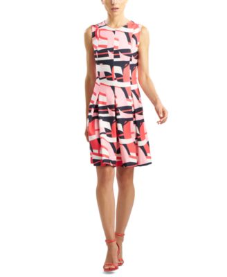 Natori - Women's Printed Sleeveless Pleated A-Line Dress