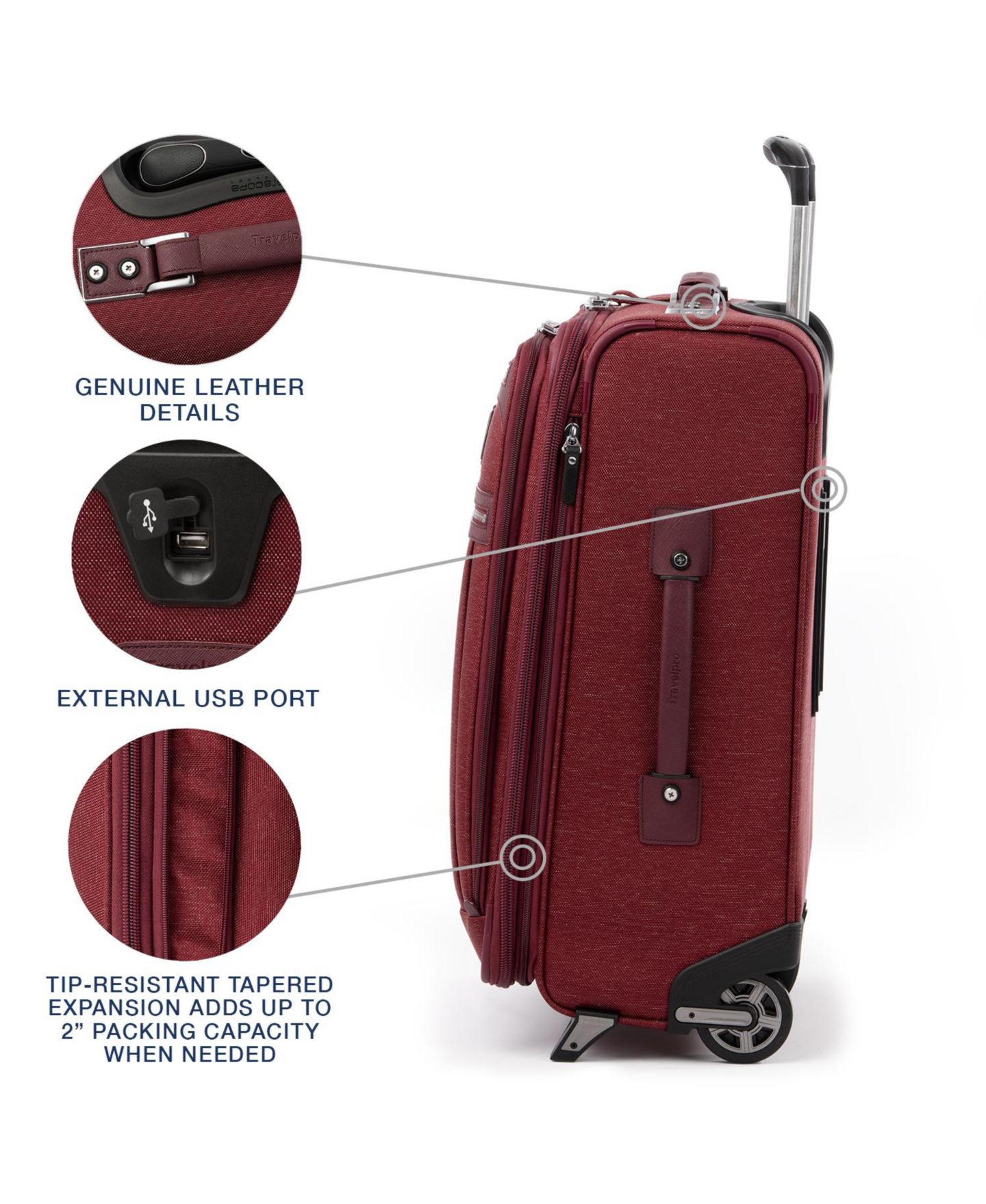 Сумка Travelpro Platinum Elite 21" 2-Wheel Rollaboard, цвет: Бордо — фото 5