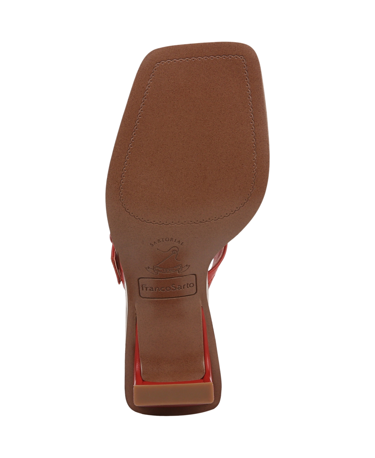 Franco Sarto Women's Frenza Open Square Toe Slide Dress Sandals In Vintage Red Leather