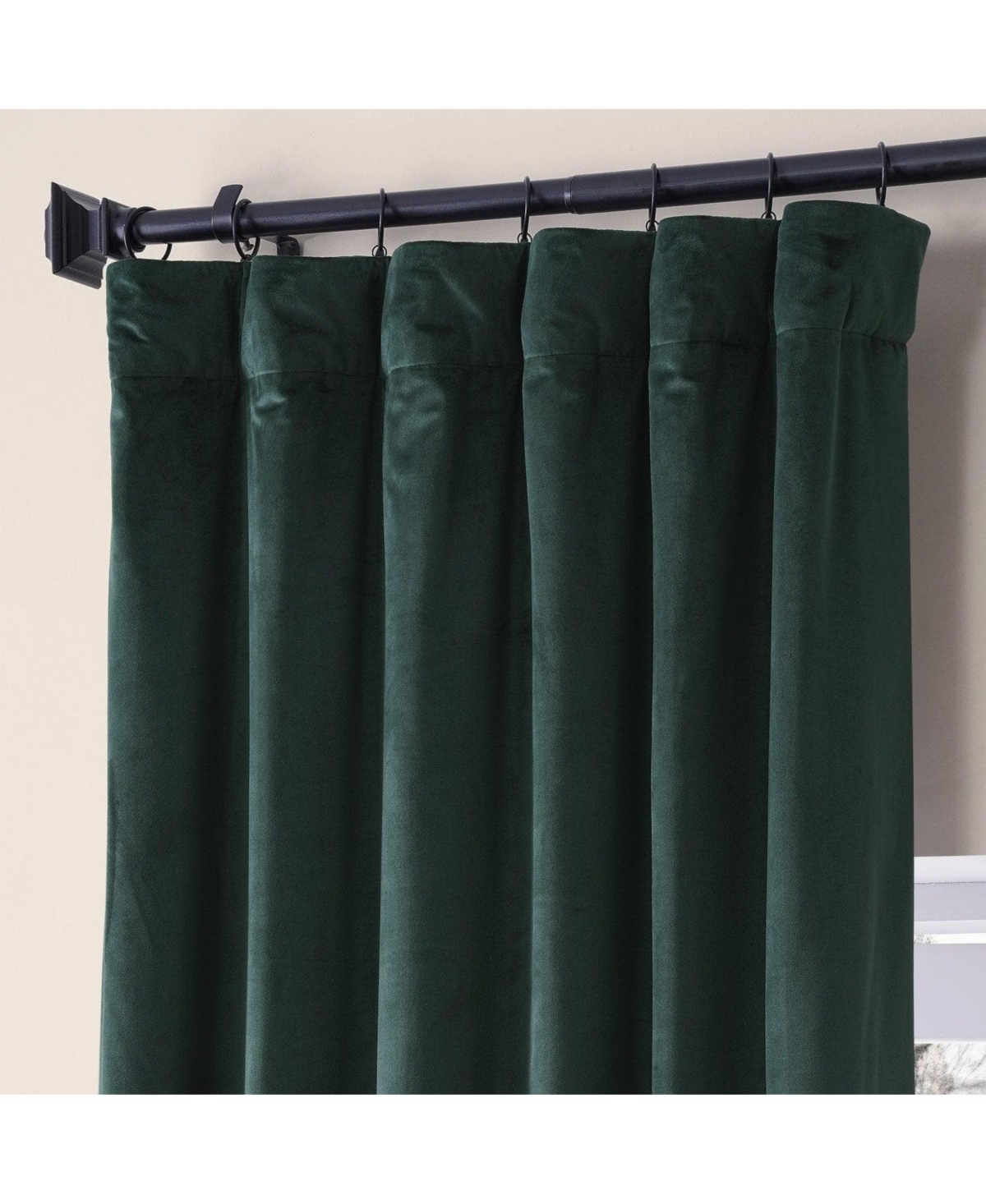 Half Price Drapes Spirit Green Signature Plush Velvet Hotel Blackout Curtain In Green