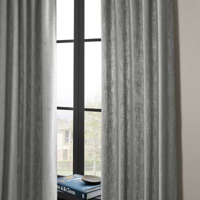 Light Grey Simply Faux Linen Light Filtering Curtain Pair (2 Panels)