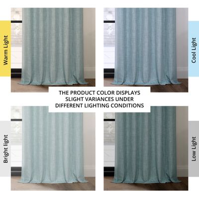 Extra Wide Textured Faux Linen Room Darkening Curtain