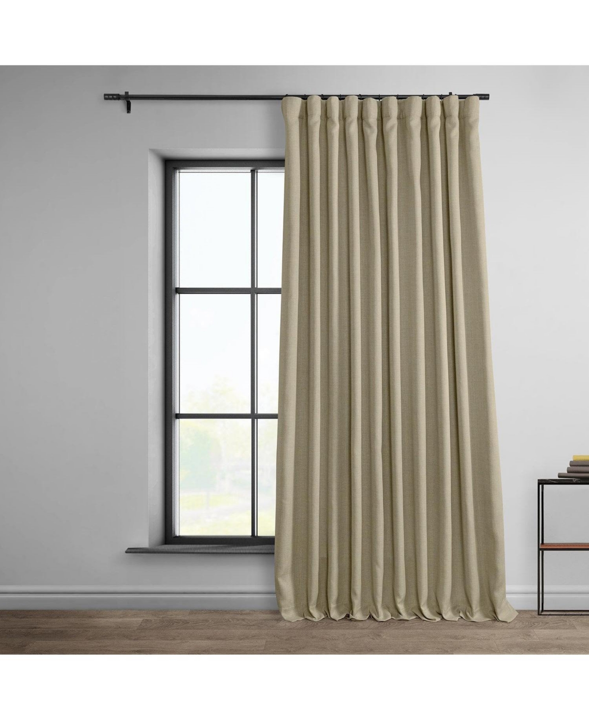 Half Price Drapes Extra Wide Textured Faux Linen Room Darkening Curtain