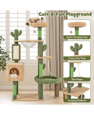 59'' Cactus Cat Tree for Indoor Cats w/ Sisal Scratching Posts & Board Condo