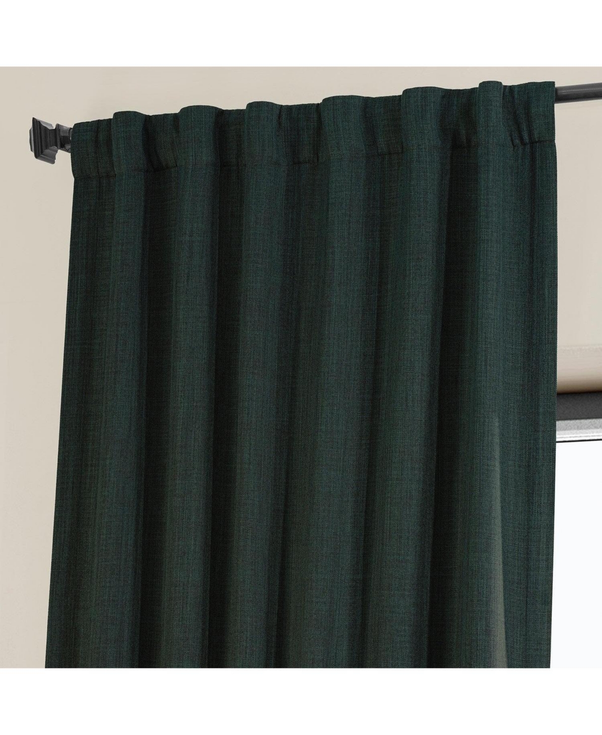 Half Price Drapes Focal Green Textured Faux Linen Room Darkening Curtain In Green
