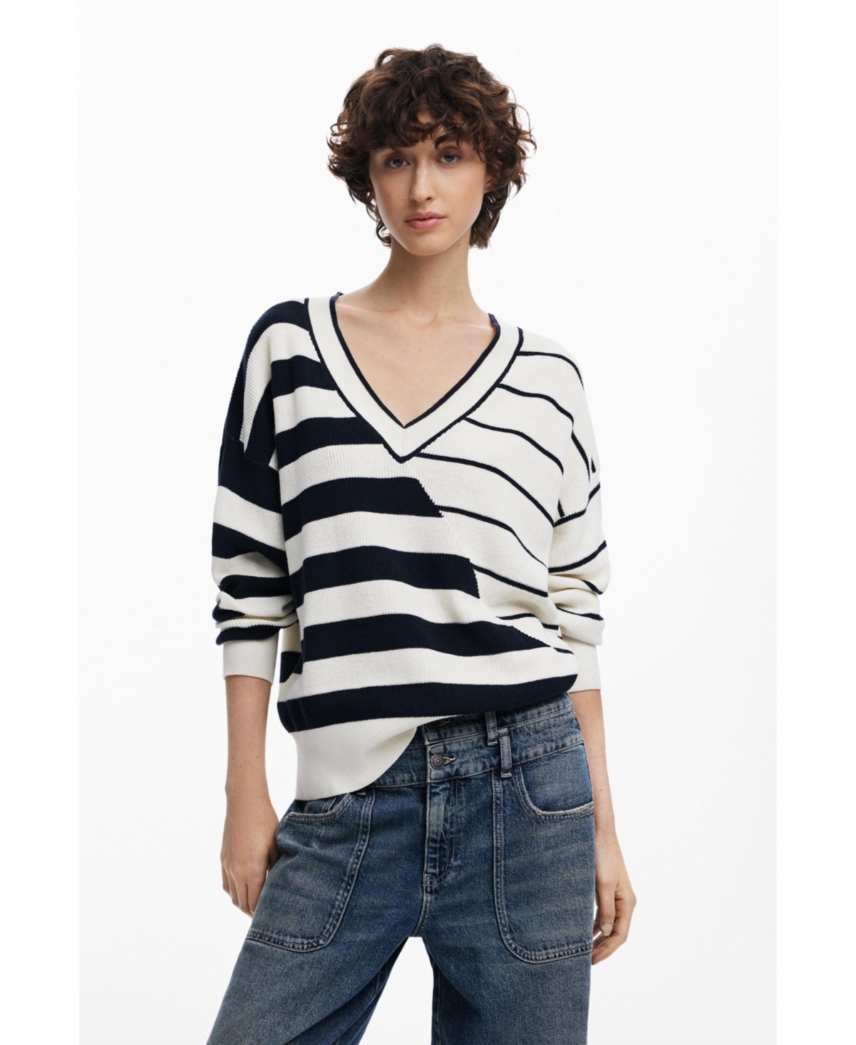 Women's Striped sweater - White