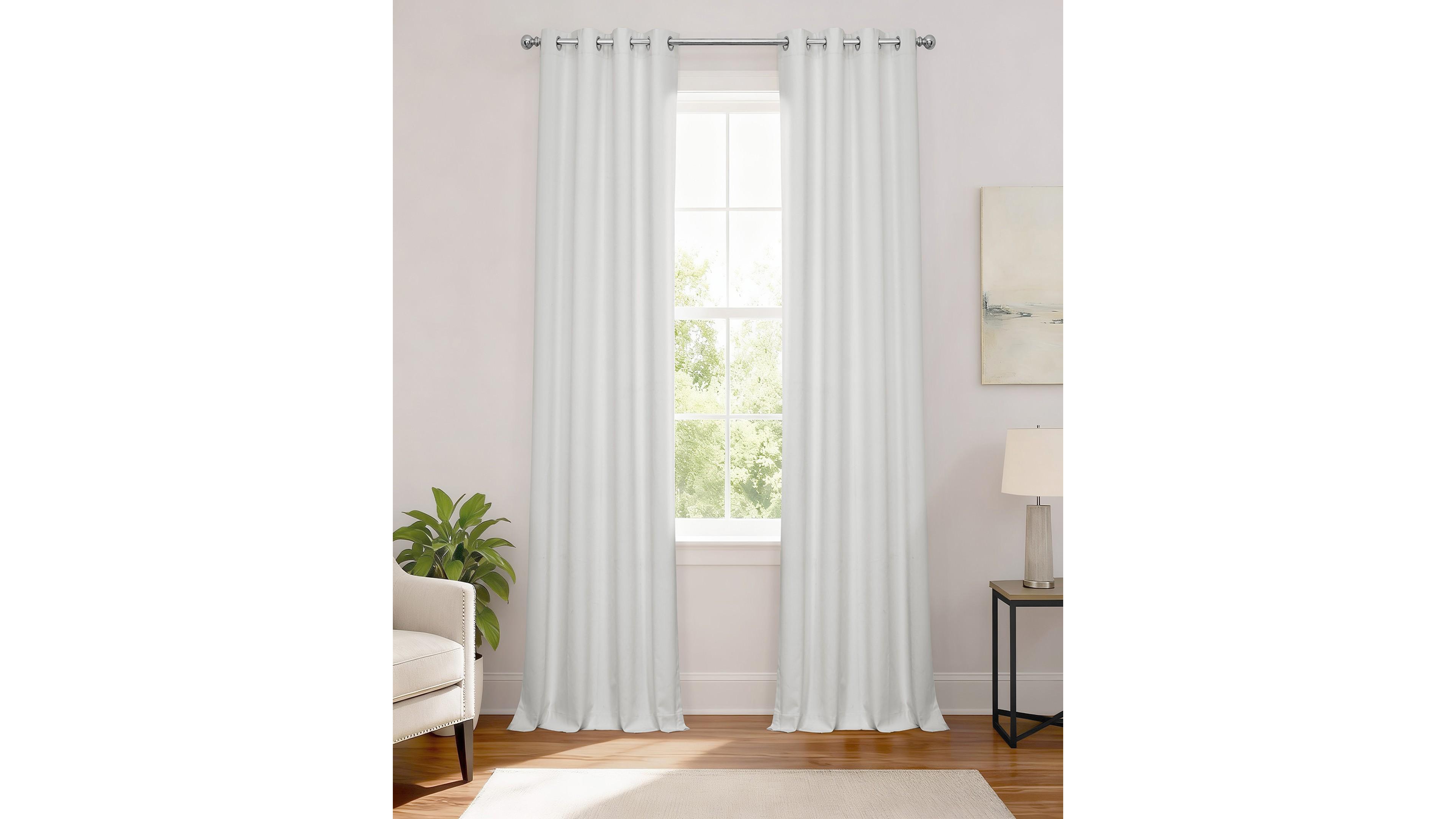 Half Price Drapes Off White Grommet Performance Linen Hotel Blackout Curtain