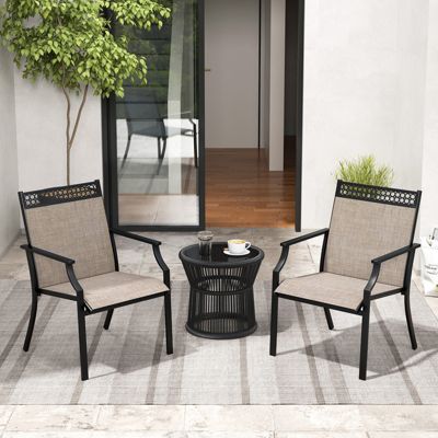 Patio Dining Chairs Set of 4 All Weather Outdoor Chairs w/ High Back & Armrests