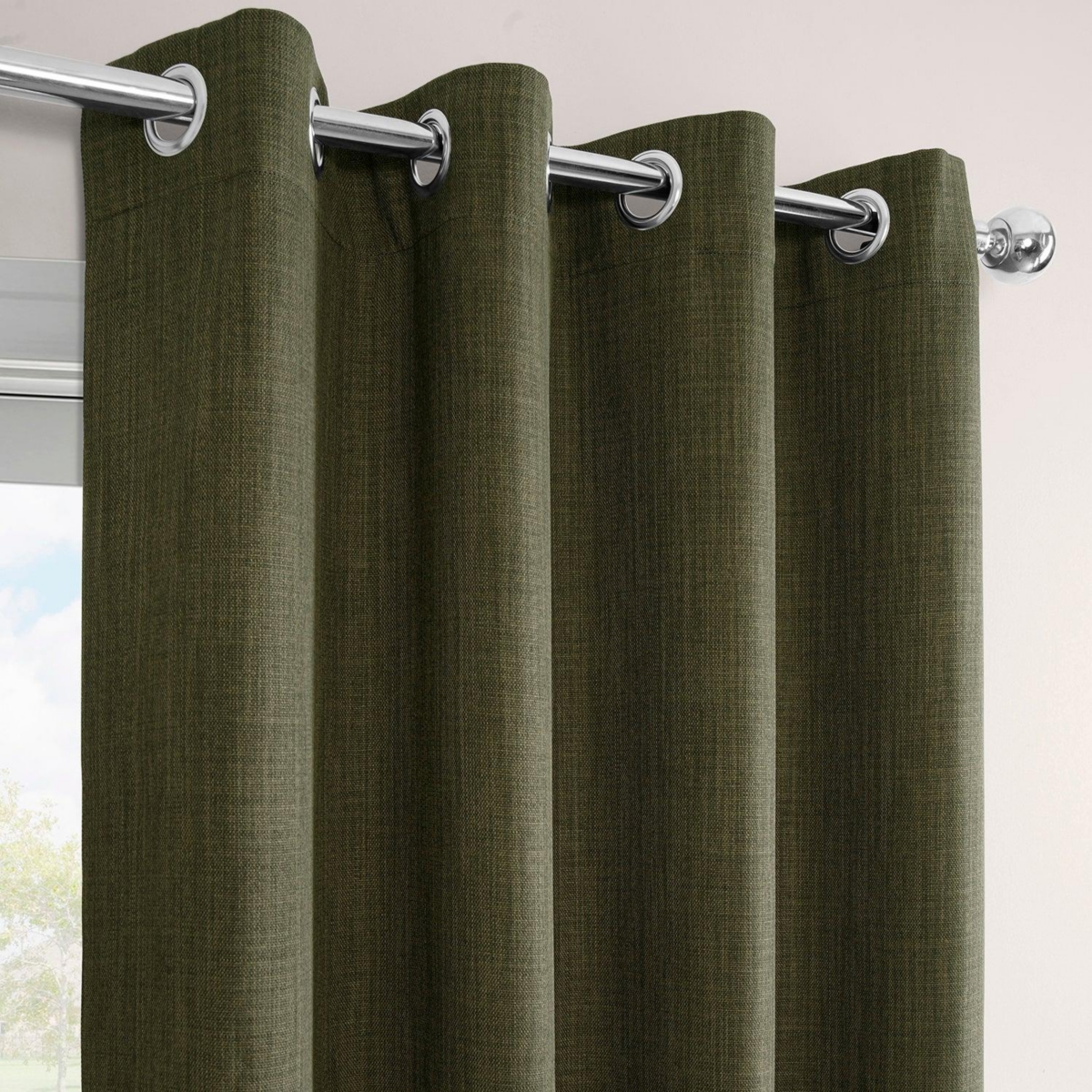 Half Price Drapes Grommet Textured Faux Linen Room Darkening Curtain