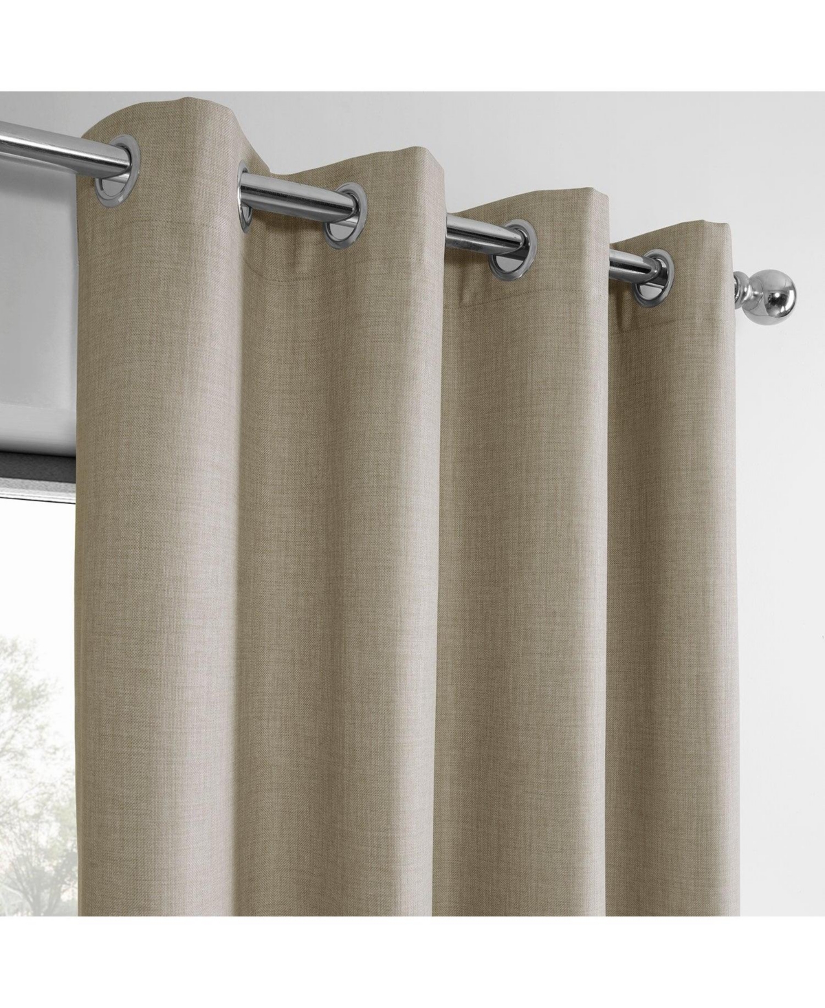 Half Price Drapes Light Beige Grommet Performance Linen Hotel Blackout Curtain In Beige,tan