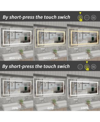 41.3 x 19.7 In Rectangular Led Backlit Illuminated Bathroom Mirror Wall Mounted Makeup Mirror