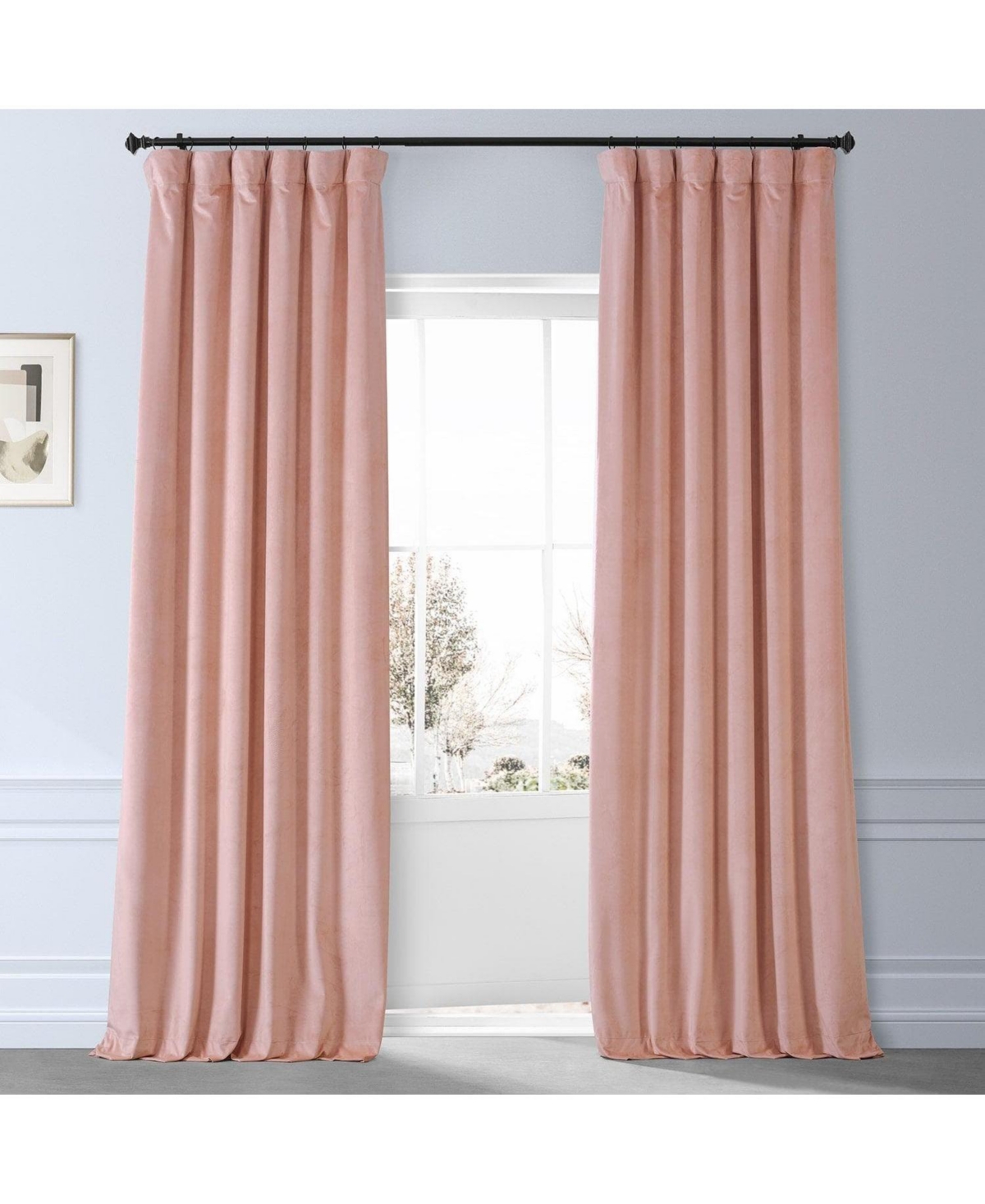 Half Price Drapes Apricot Blossom Signature Plush Velvet Hotel Blackout Curtain In Pink